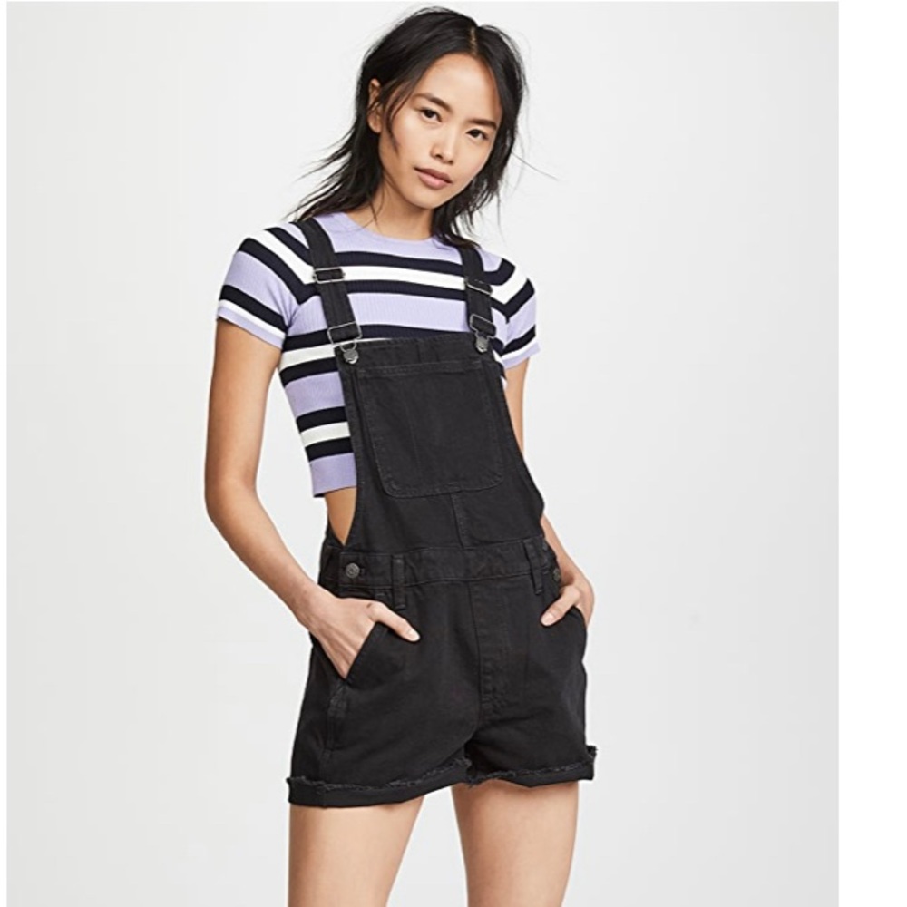 Madewell Adirondack Short Overalls in Washed Black